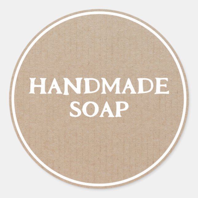 Sticker Rond Papier Kraft Brown au savon fabriqué à la main (Devant)