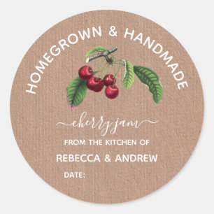 Sticker Rond Papier Kraft confiture de cerisier artisanal et ar