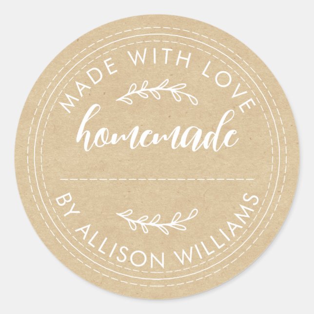 Sticker Rond Papier Kraft pour conserves de biscuits faits mais (Devant)