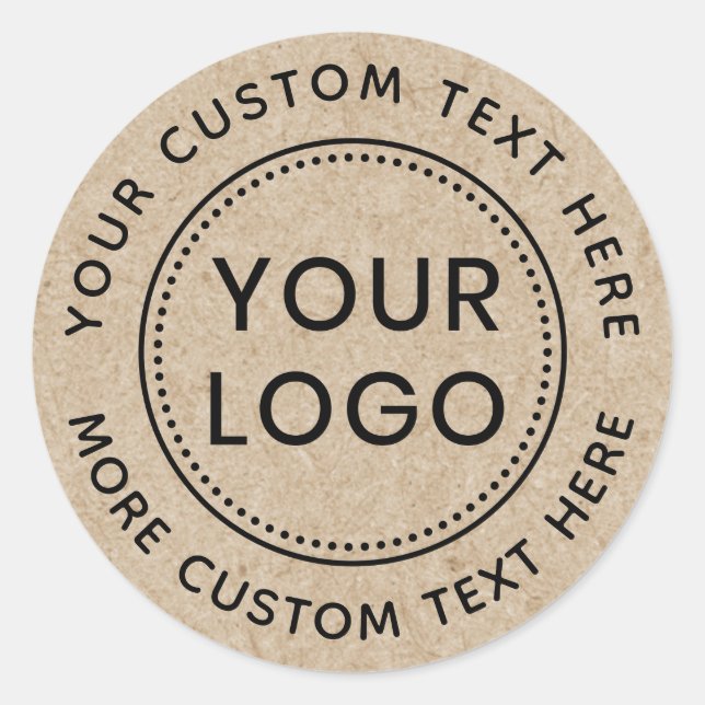 Sticker Rond Papier Kraft regardez votre logo personnalisé (Devant)