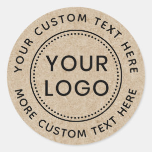 Sticker Rond Papier Kraft regardez votre logo personnalisé