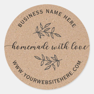 Sticker Rond Papier Kraft simple fait maison avec amour