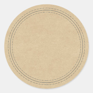 Sticker Rond Papier Kraft simple fait maison rustique Écrire su