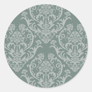 Sticker Rond Papier peint à fleurs vertes