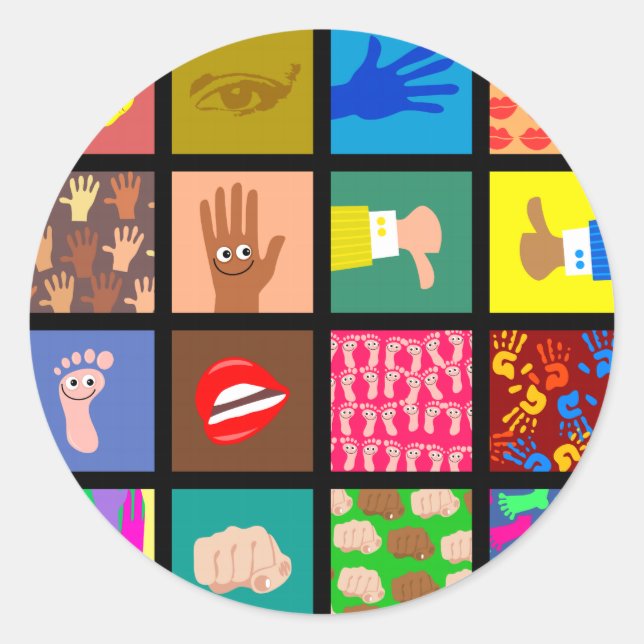 Sticker Rond Papier peint Anatomie Carreaux (Devant)