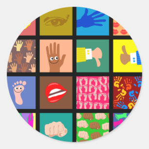 Sticker Rond Papier peint Anatomie Carreaux