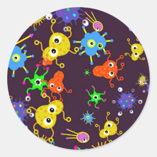 Sticker Rond Papier peint de bactéries
