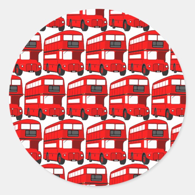 Sticker Rond Papier peint de bus Red London Double Decker (Devant)