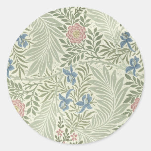 Sticker Rond Papier peint floral de Larkspur de William Morris