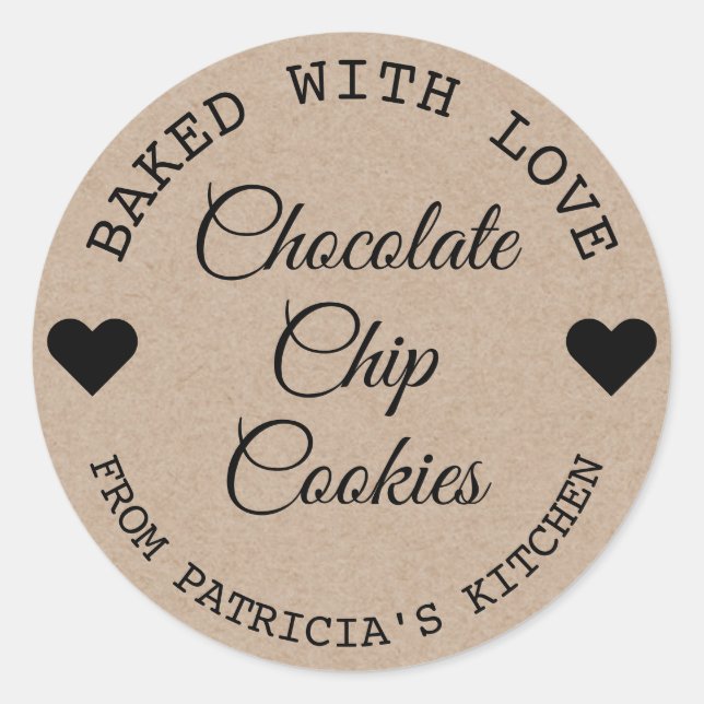 Sticker Rond Papier Rustique Kraft Cuit Avec Des Cookies D'Amou (Devant)