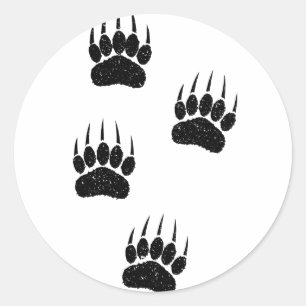 Sticker Rond Papier vieil imprimé noir Pointes d'ours