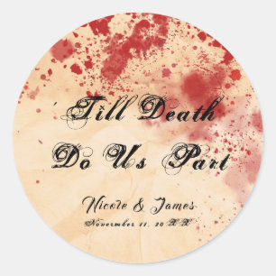 Sticker Rond Papier Vintage sanglant Halloween Mariage gothique