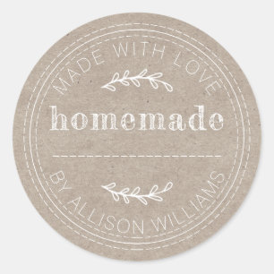 Sticker Rond Papiers Kraft Canette de Confiture Pâtisseries Mai