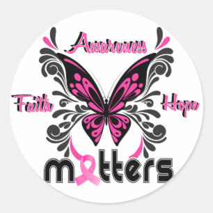Sticker Rond Papillon 7 de cancer du sein