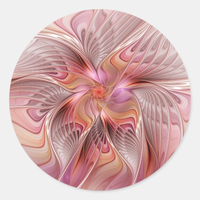 Sticker Rond Papillon abstrait couleur fantaisie art fractal (Devant)