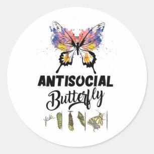 Sticker Rond Papillon antisocial Introvert désorganisé