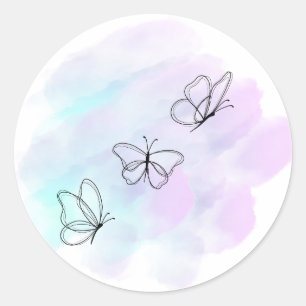 Sticker Rond Papillon aquarelle
