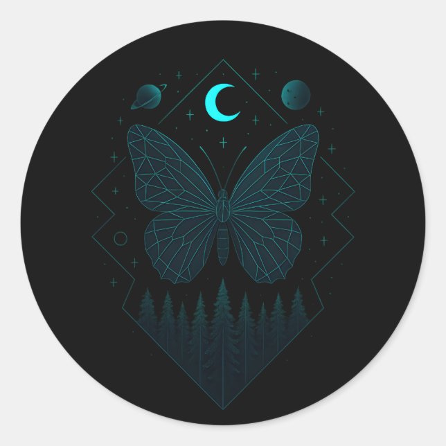 Sticker Rond Papillon Astral - Beauté Cosmique (Devant)