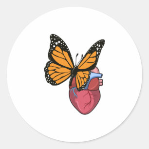 Sticker Rond Papillon au coeur