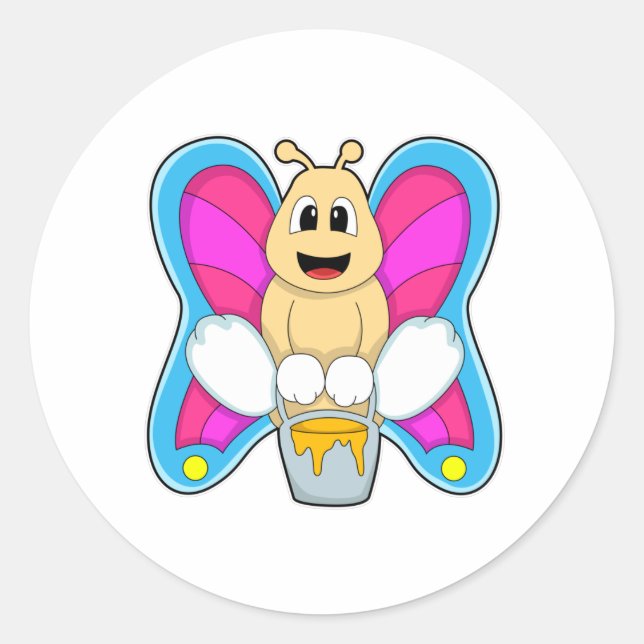 Sticker Rond Papillon au miel (Devant)