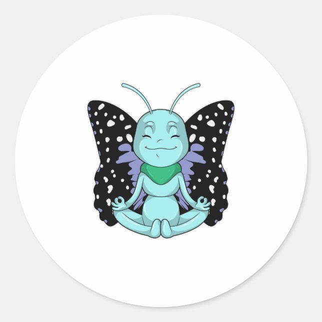 Sticker Rond Papillon au Yoga Stretching Legs (Devant)