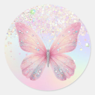 Sticker Rond papillon aux couleurs pastel