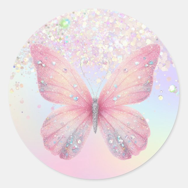 Sticker Rond papillon aux couleurs pastel (Devant)