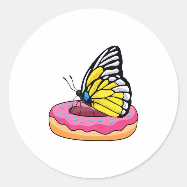 Sticker Rond Papillon avec Donut (Devant)