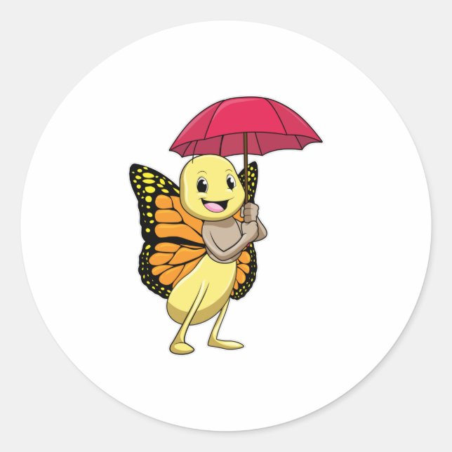 Sticker Rond Papillon avec parapluie (Devant)