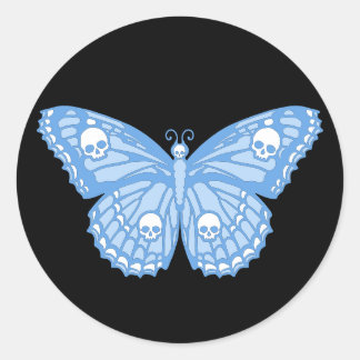 Sticker Rond Papillon bleu de crâne