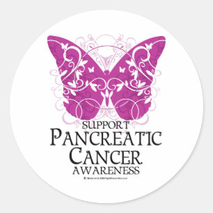 Sticker Rond Papillon cancéreux pancréatique