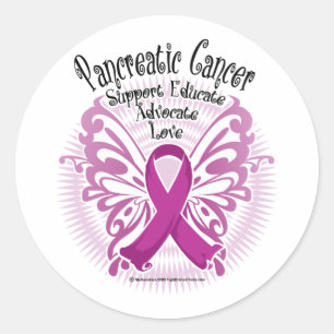 Sticker Rond Papillon cancéreux pancréatique 3