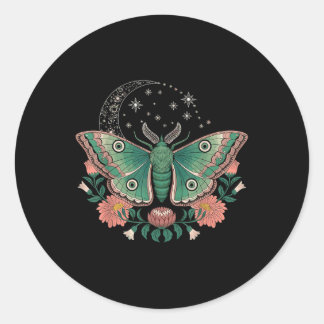 Sticker Rond Papillon céleste floral