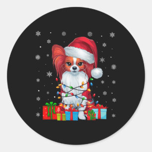 Sticker Rond Papillon Chien Moche Xmas Éclat Père Noël Papillon