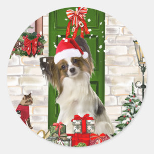 Sticker Rond Papillon Chien Noël