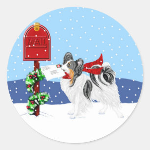 Sticker Rond Papillon Christmas Mail Tri Color