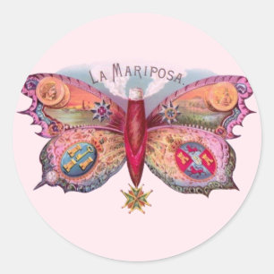 Sticker Rond Papillon Cigar Antique Peinture publicité