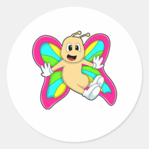 Sticker Rond Papillon coloré