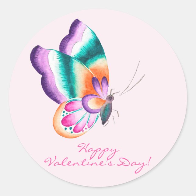 Sticker Rond Papillon coloré | Saint Valentin (Devant)