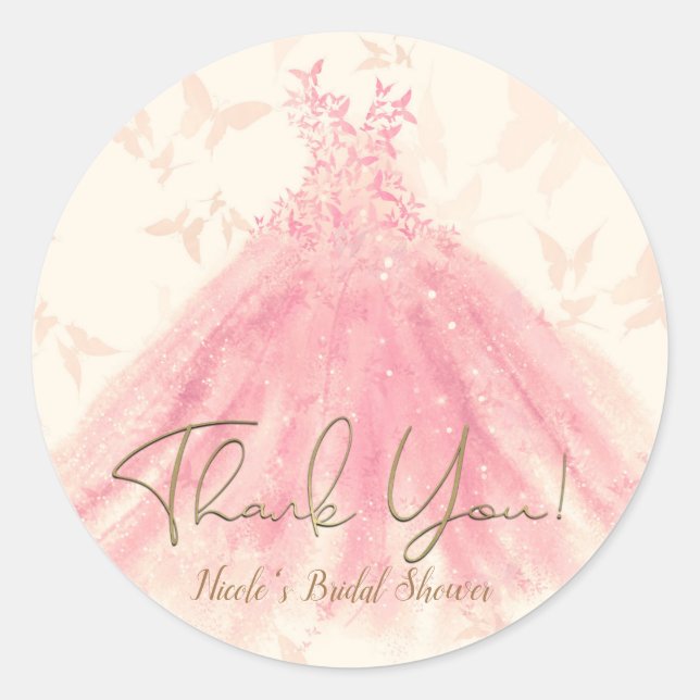 Sticker Rond Papillon Dance Peach Sparkle Dress Fête des mariée (Devant)