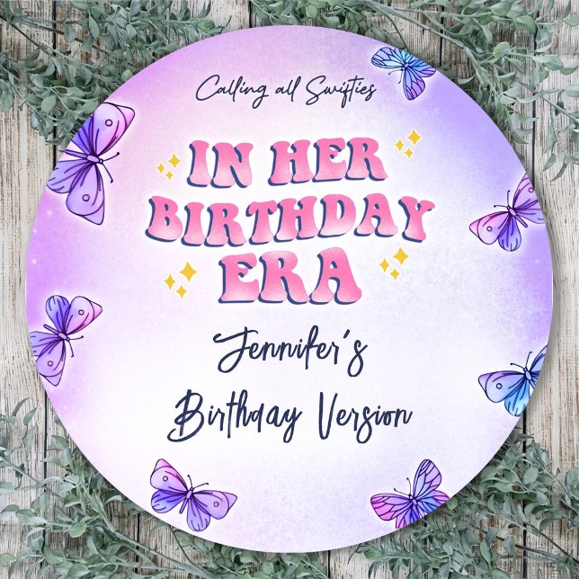Sticker Rond Papillon dans sa fête d'anniversaire (Créateur téléchargé)