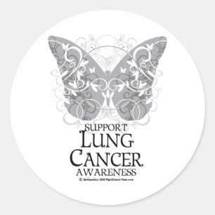 Sticker Rond Papillon de cancer de poumon