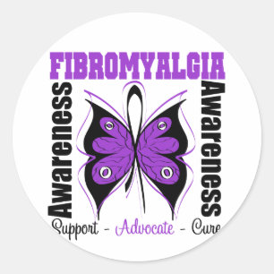 Sticker Rond Papillon de conscience de fibromyalgie