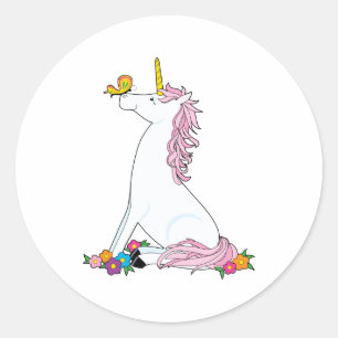 Sticker Rond Papillon de licorne