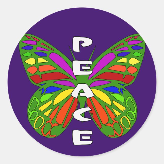Sticker Rond Papillon de paix (Devant)