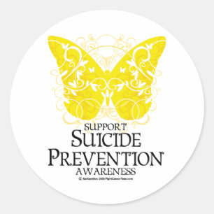Sticker Rond Papillon de prévention de suicide