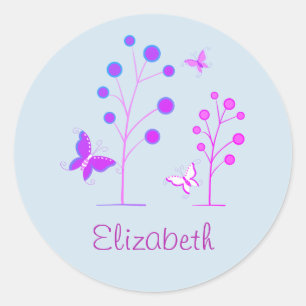 Sticker Rond Papillon de printemps