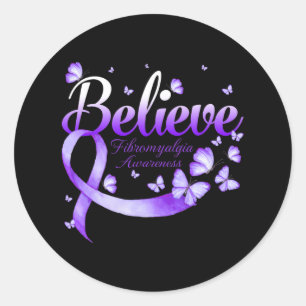 Sticker Rond Papillon de sensibilisation à la fibromyalgie 1