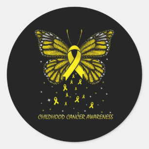 Sticker Rond Papillon de sensibilisation au cancer chez l'enfan