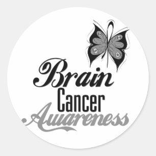 Sticker Rond Papillon de sensibilisation au cancer du cerveau